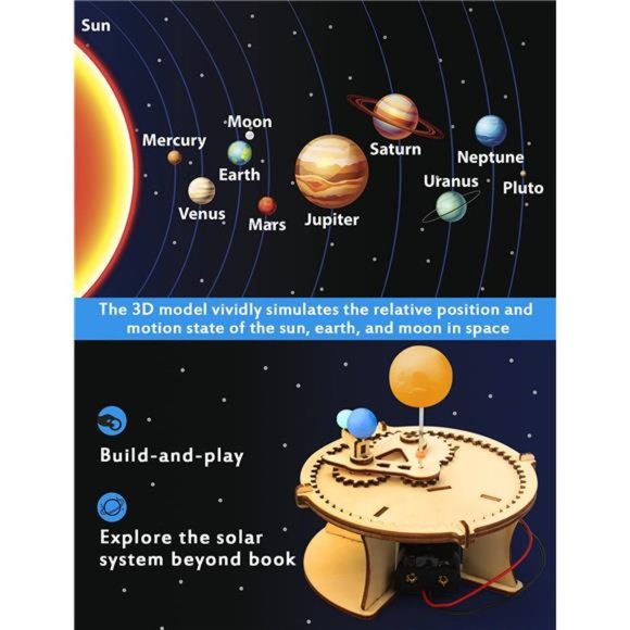 5 Set STEM Kits, Wooden Building Kits, Assembly 3D Puzzles for Kids Ages 8-12 - Picture 3 of 6